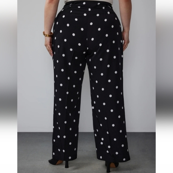 NY&Co Palazzo Pants, black with white polka dots,  NWT - Picture 3 of 7